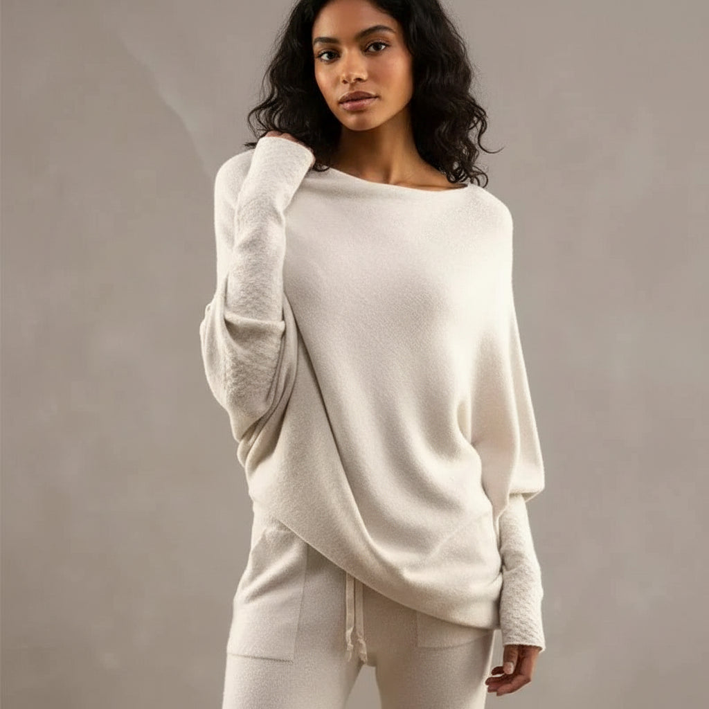 Vera | Women's Oversized Knit Sweater Cream Long Sleeve