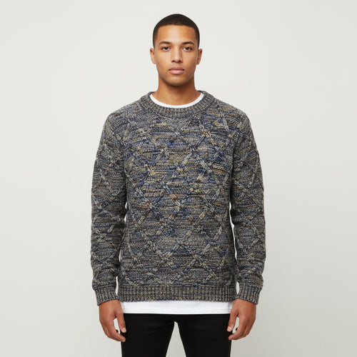 Dama Washington Axel men's crew neck sweater multicolor geometric cable knit - view 2