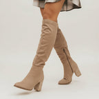 Dama Washington Viola women's knee high block heel boots tan suede - view 2