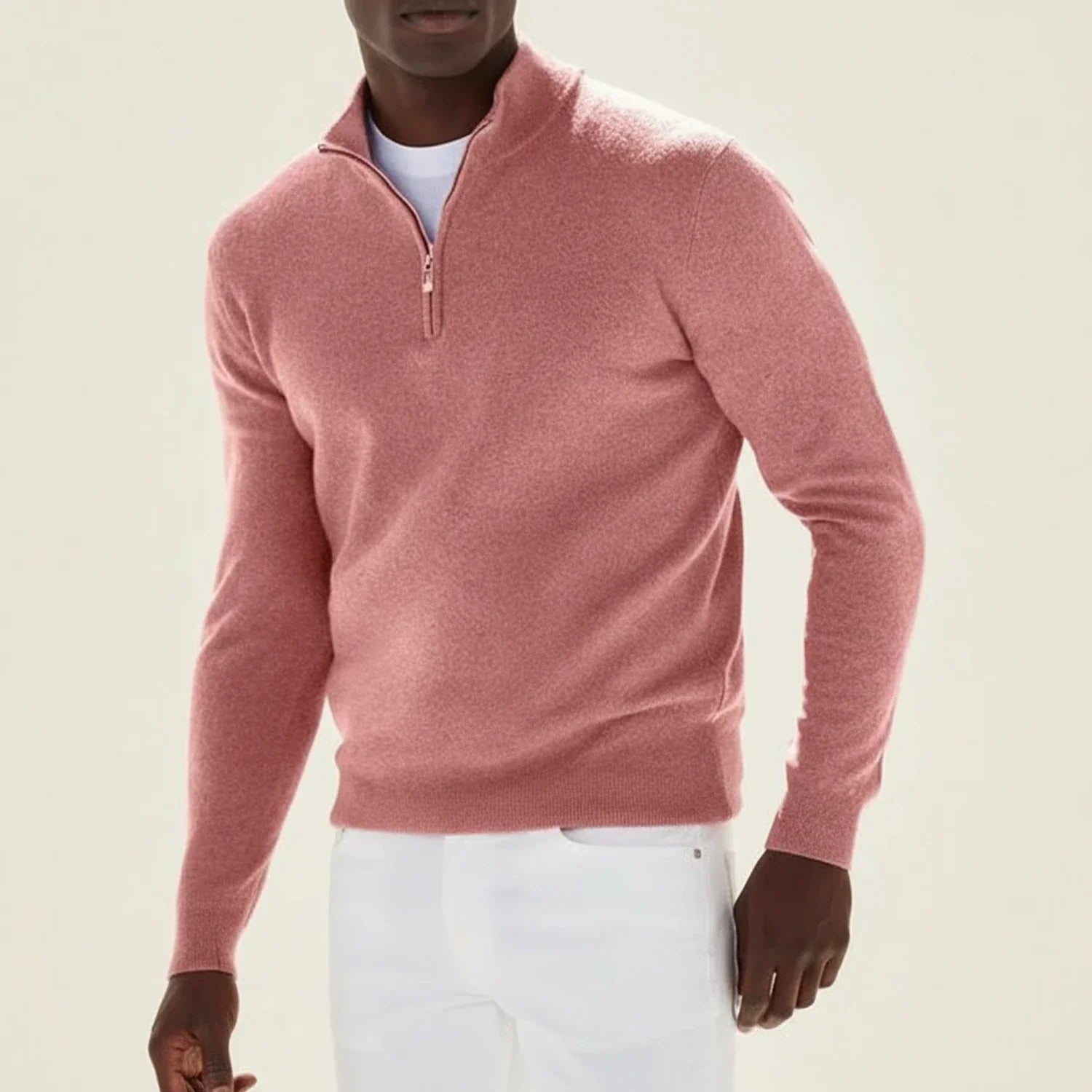 Axel | Men's Quarter Zip Sweater Black Crew Neck