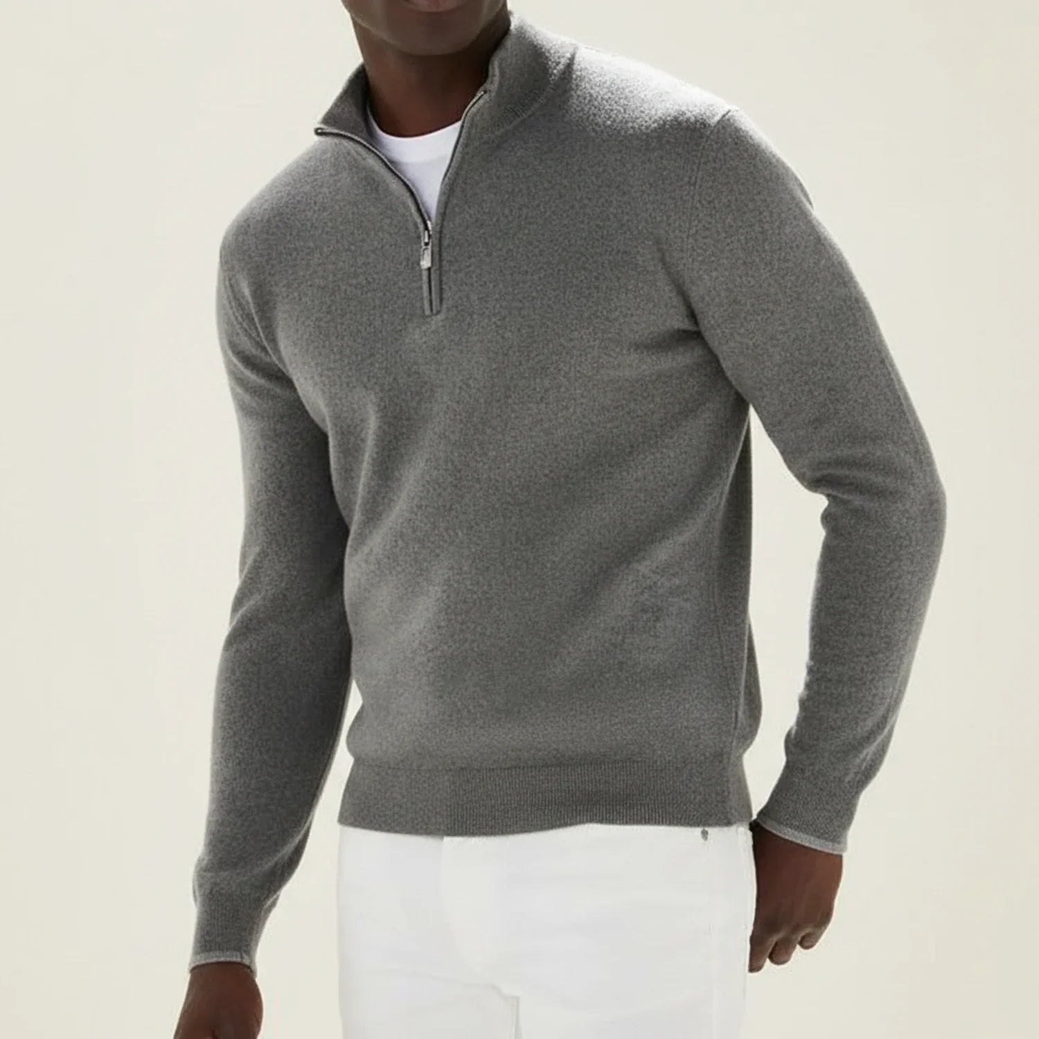 Axel | Men's Quarter Zip Sweater Black Crew Neck
