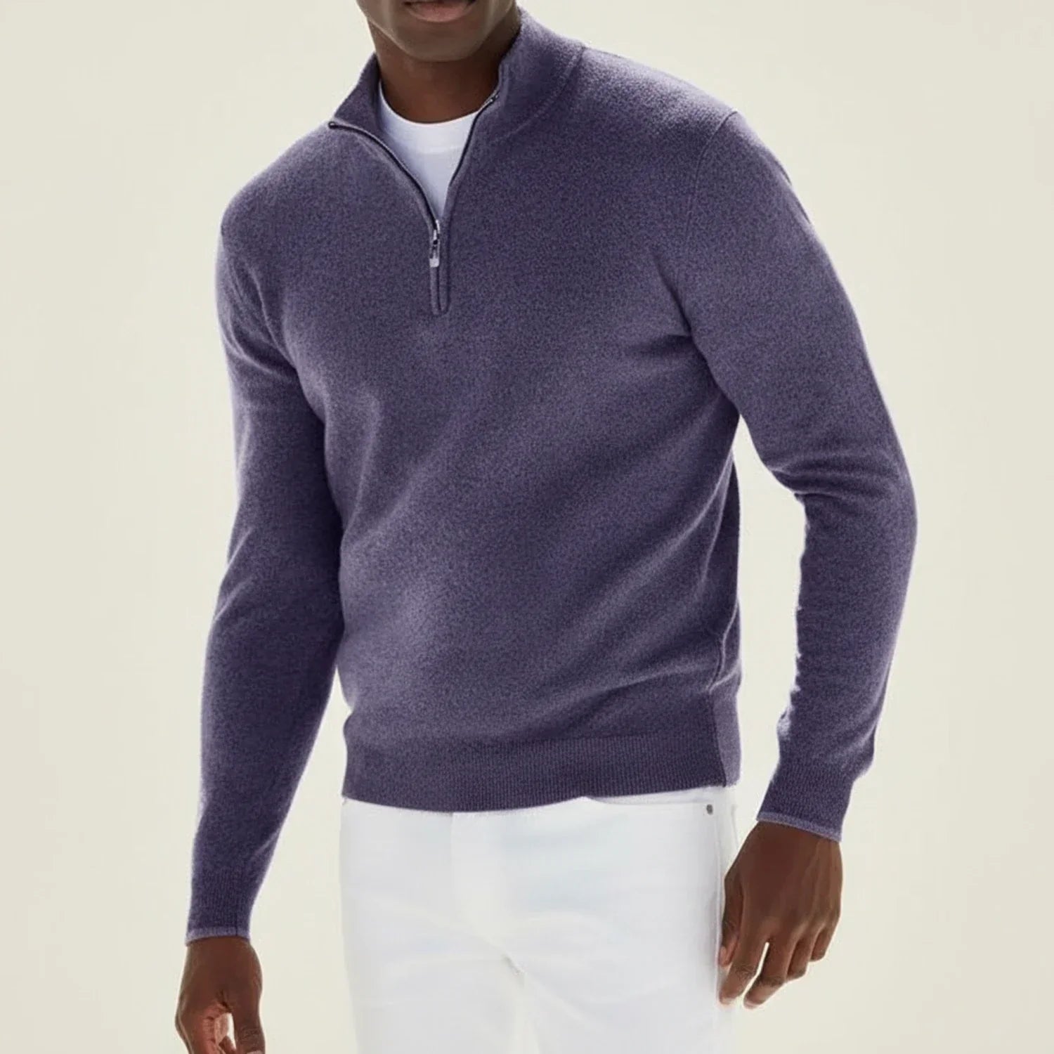 Axel | Men's Quarter Zip Sweater Black Crew Neck