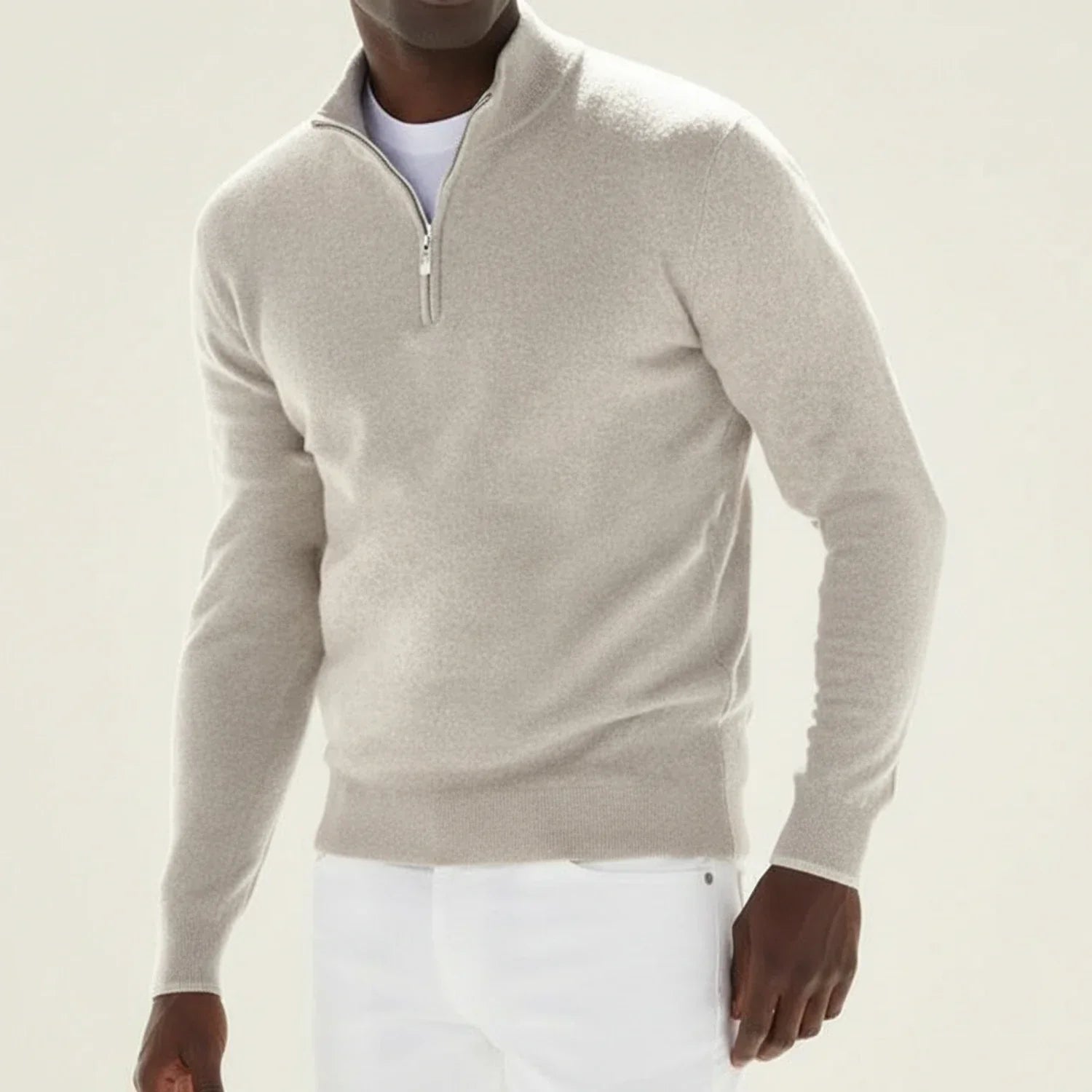 Axel | Men's Quarter Zip Sweater Black Crew Neck