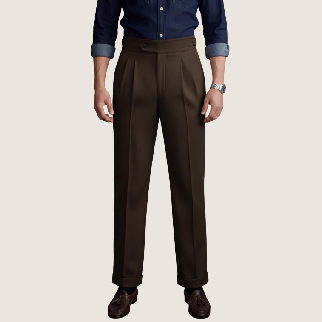 Arlo | Men's Pleated Dress Pants Cream