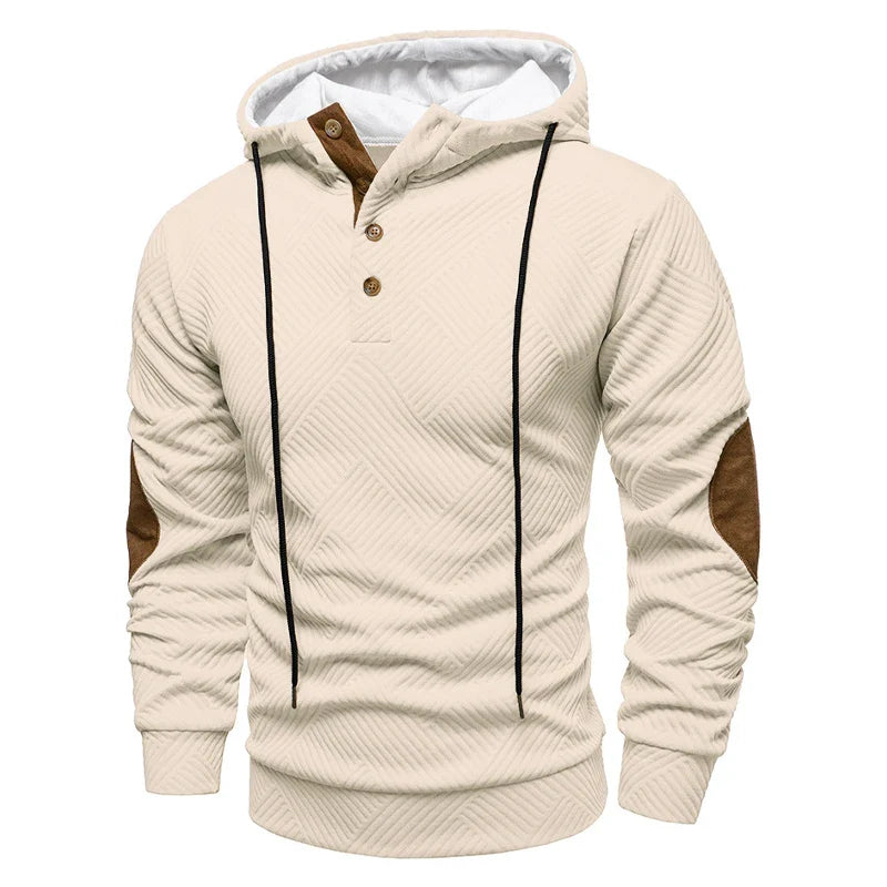 Axel | Men's Quilted Hoodie Jacket Gray Diagonal Pattern