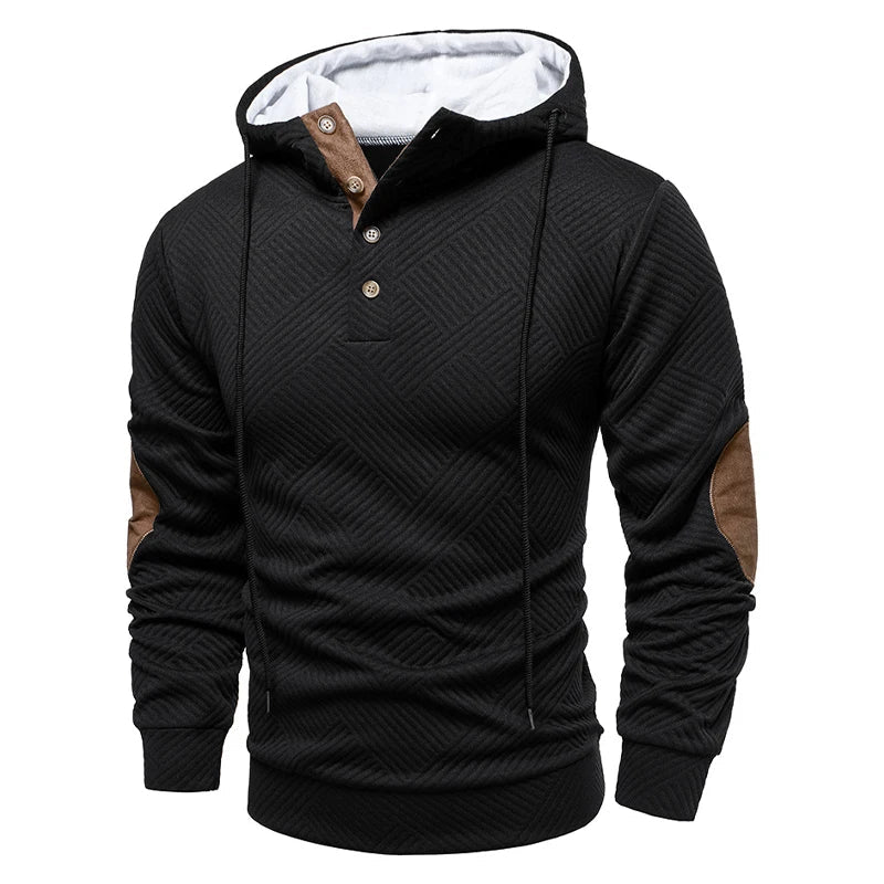 Axel | Men's Quilted Hoodie Jacket Gray Diagonal Pattern