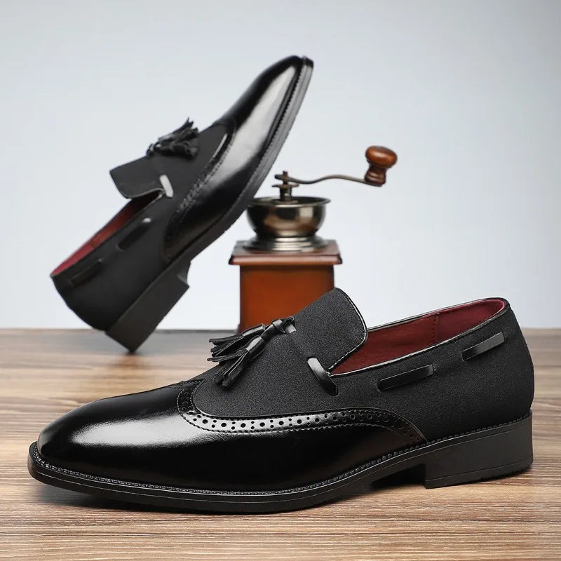 Tate | Men's Two Tone Tassel Loafer Cognac Brown