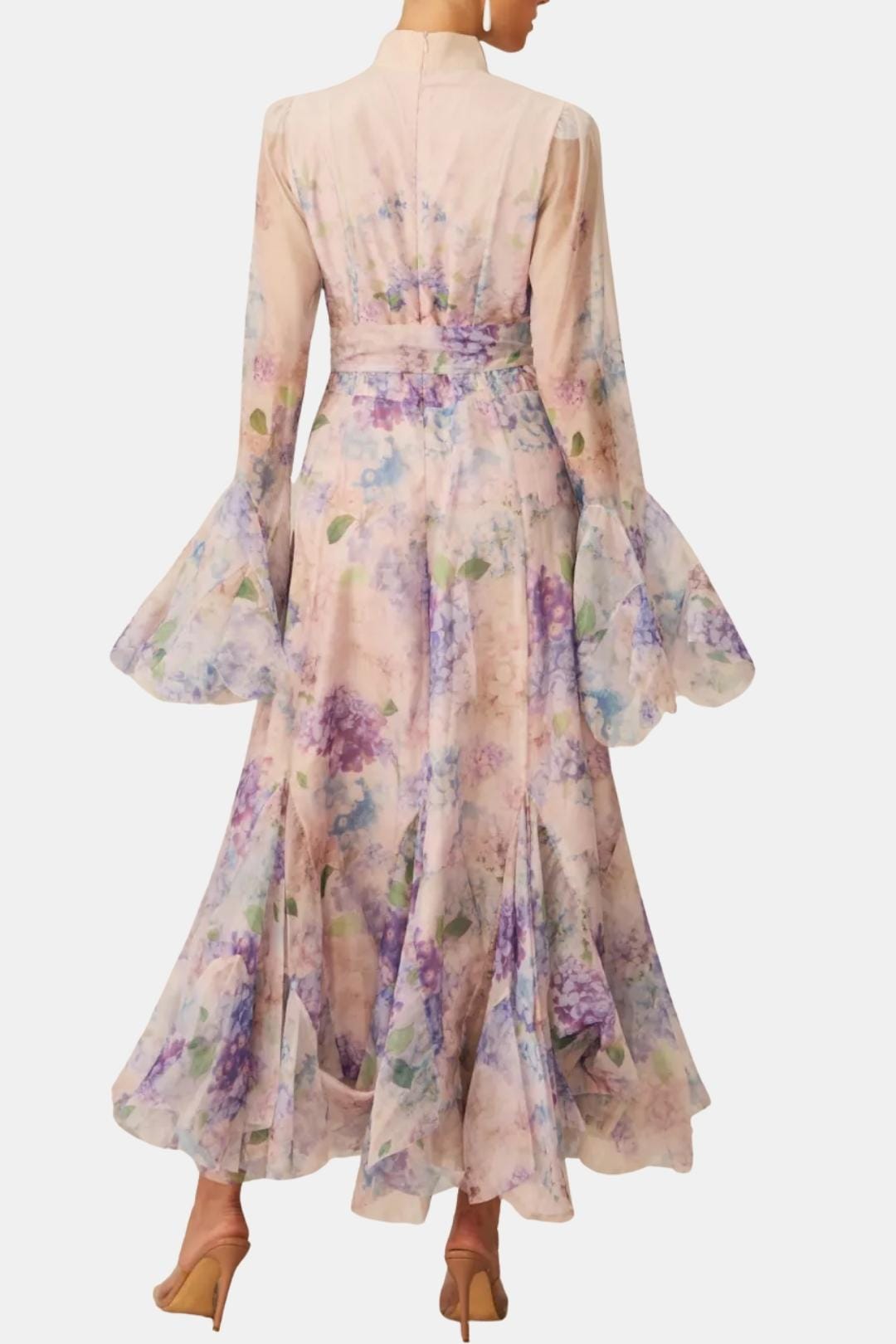 Elise | Women's Floral Maxi Dress Long Sleeve Cream Button Front