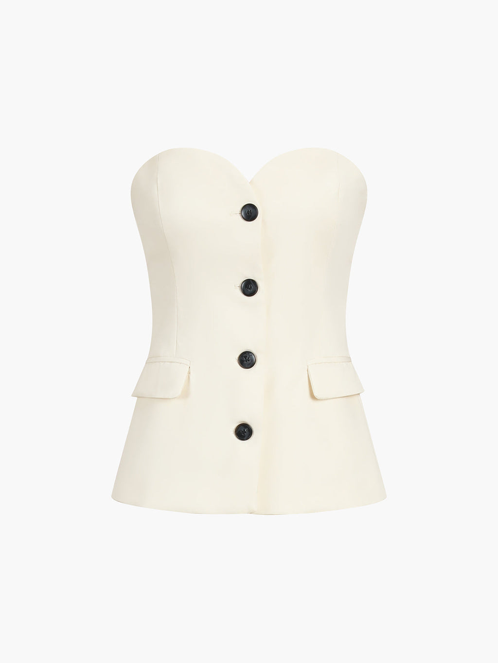 Dama Washington Wren women's strapless blazer suit cream button front - view 6