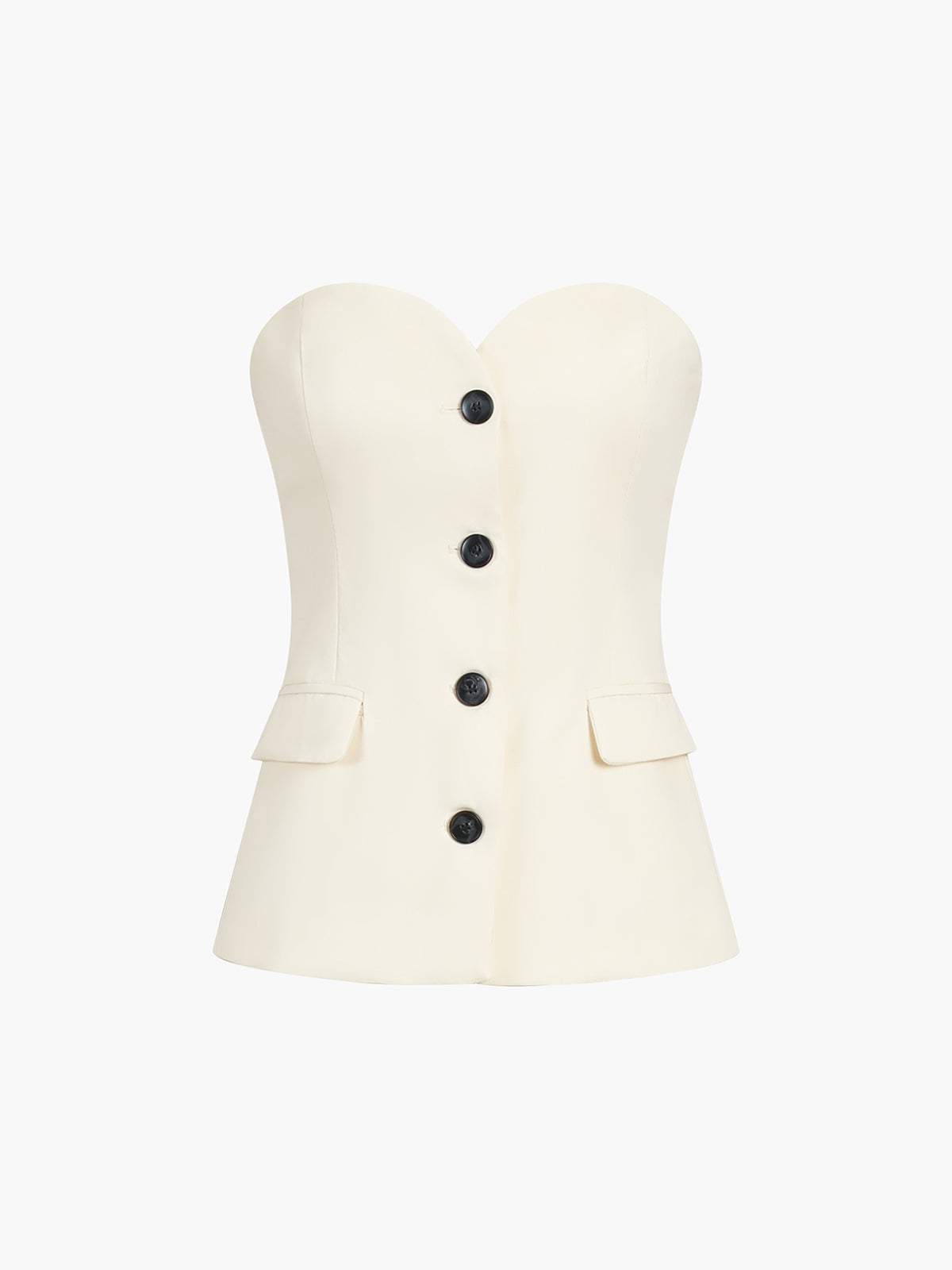Wren | Women's Strapless Blazer Suit Cream Button Front