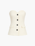 Dama Washington Wren women's strapless blazer suit cream button front - view 6