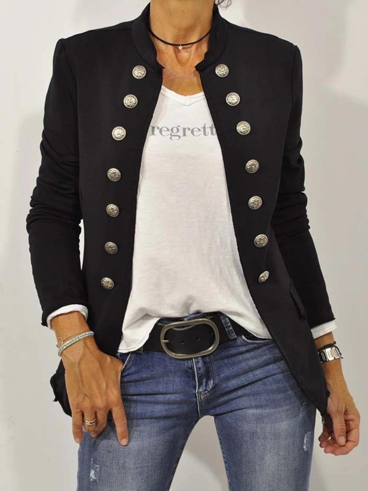 Dama Washington Carlotta women's military button front blouse - front view