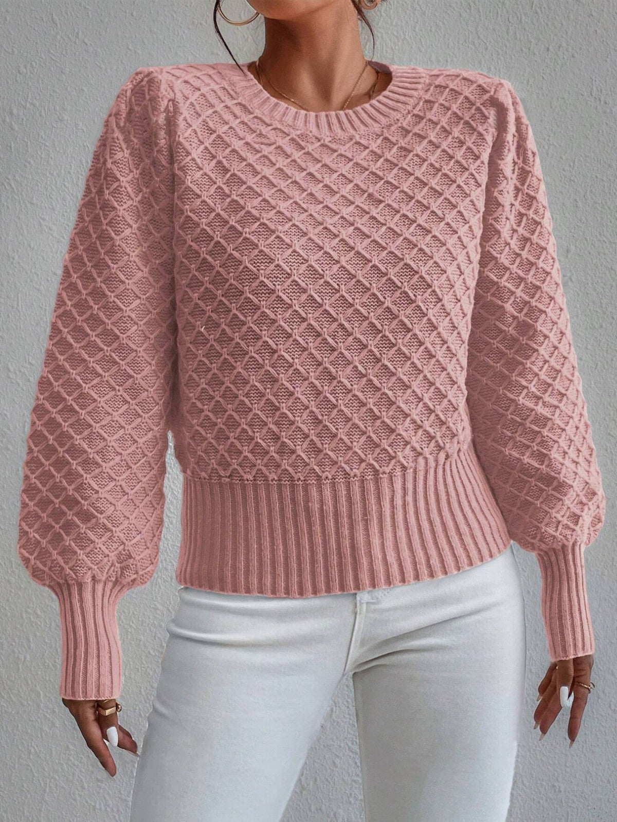 Dama Washington Charlize women's textured long sleeve sweater - front view