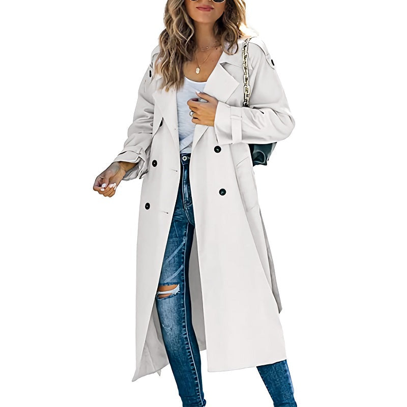Dama Washington Tullia women's double breasted long coat - front view
