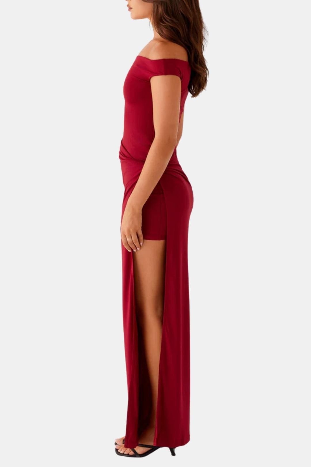 Ada | Women's Off Shoulder Maxi Dress Red