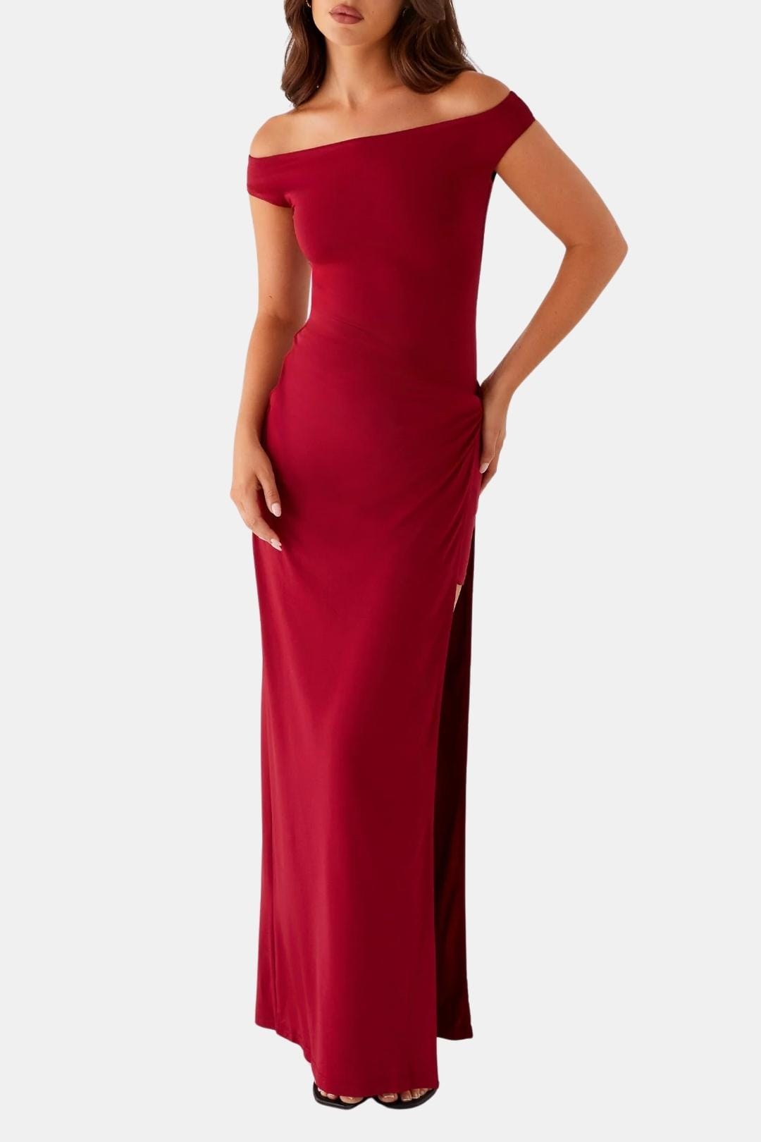 Ada | Women's Off Shoulder Maxi Dress Red