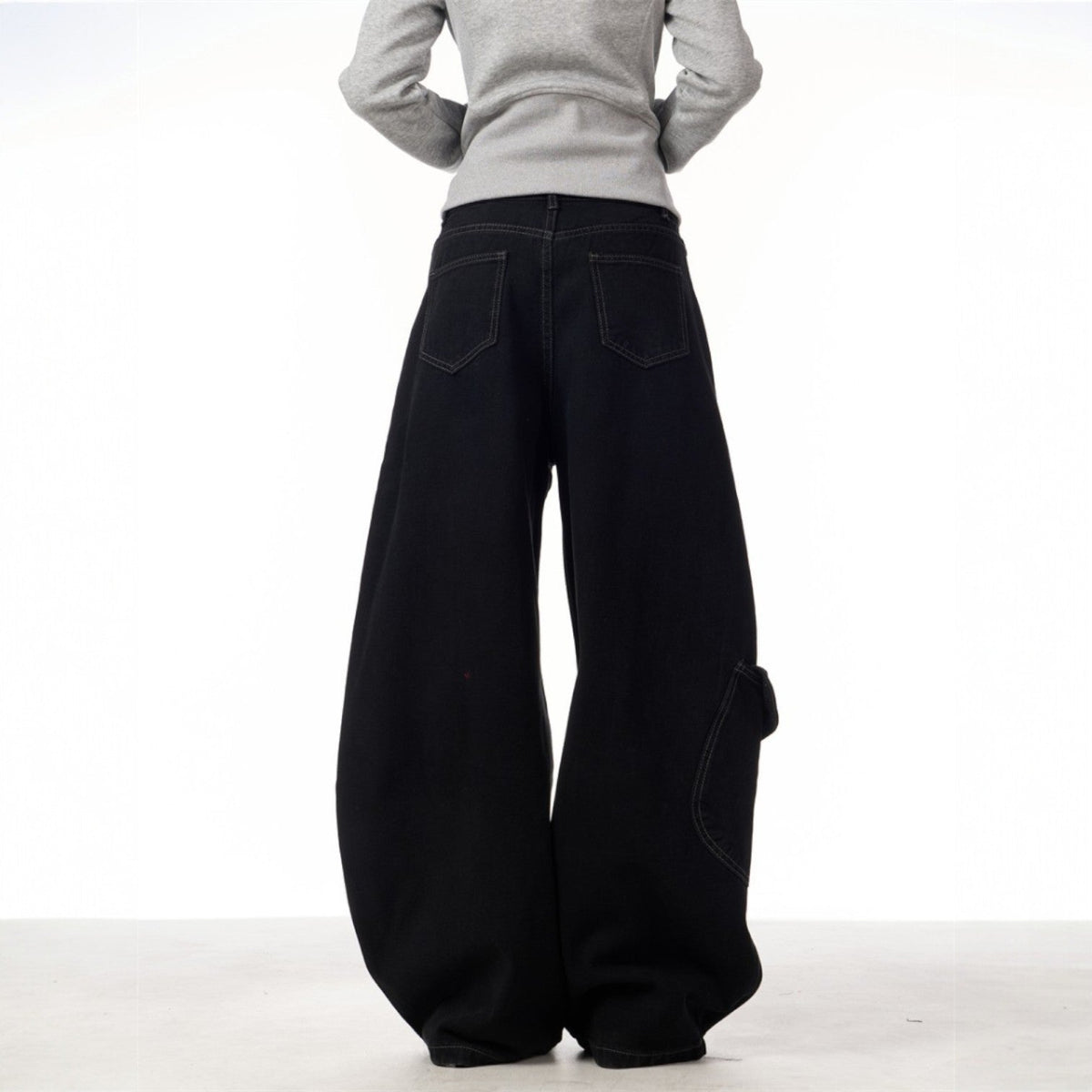 Dama Washington Maeve women's wide leg cargo pants burgundy chain detail - view 6