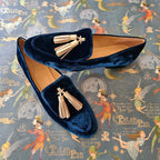 Dama Washington Wren women's velvet tassel loafer navy flat shoe - view 2