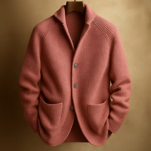 Dama Washington Arlo men's casual cable knit cardigan rose - front view