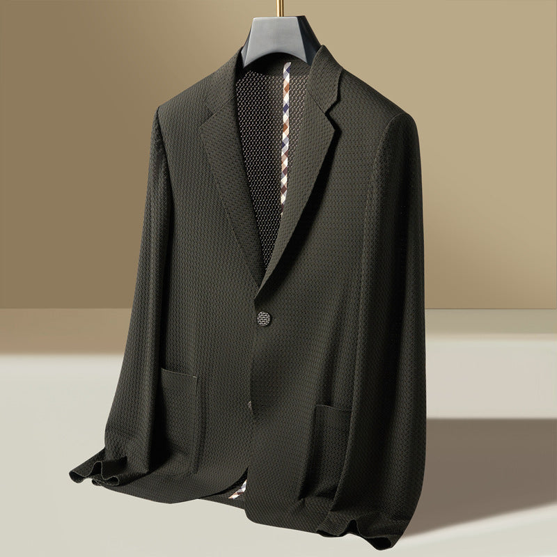 Voss | Men's Casual Blazer Charcoal Textured Knit