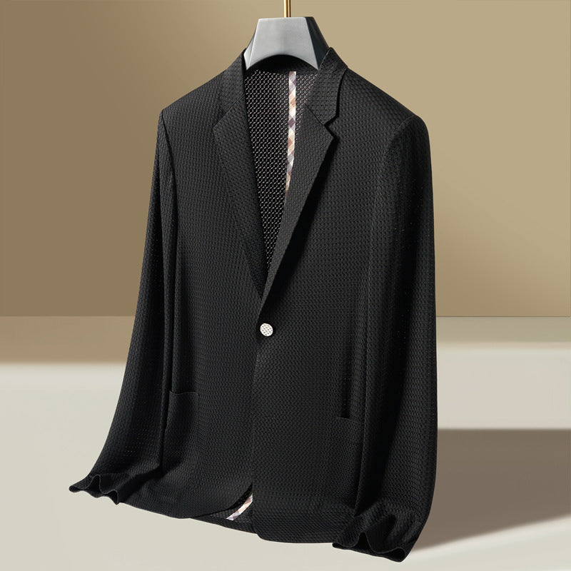 Voss | Men's Casual Blazer Charcoal Textured Knit