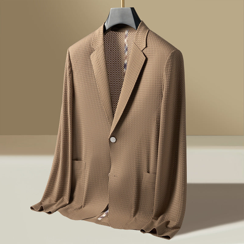 Voss | Men's Casual Blazer Charcoal Textured Knit