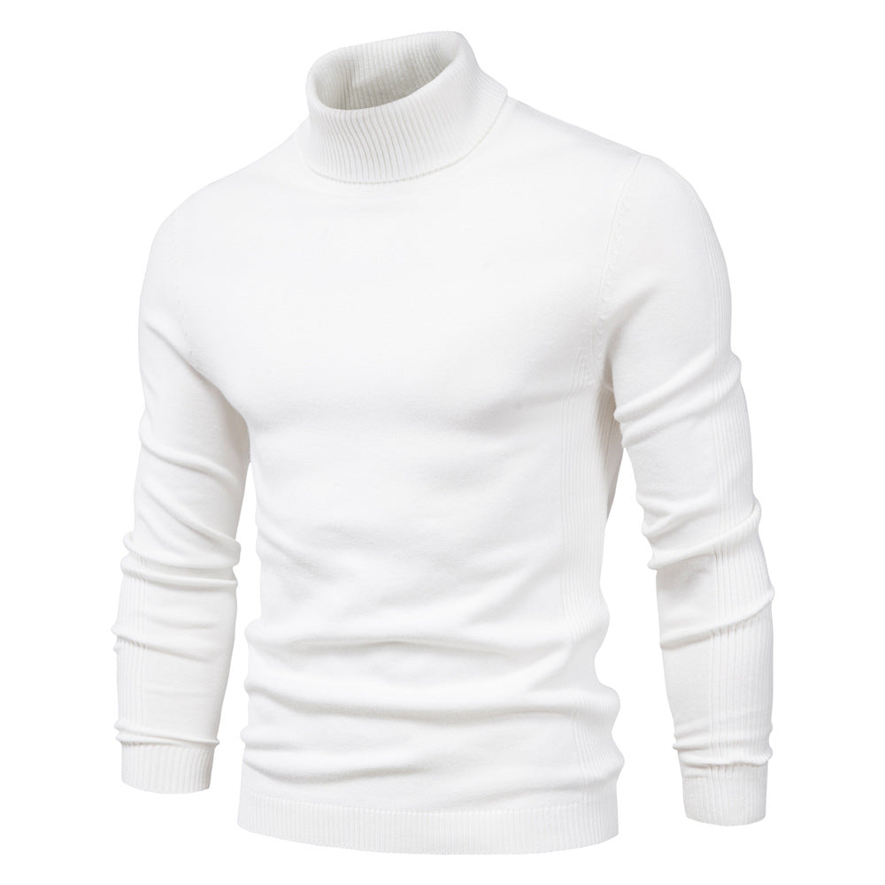 Voss | Men's Turtleneck Sweater Cream Ribbed Knit