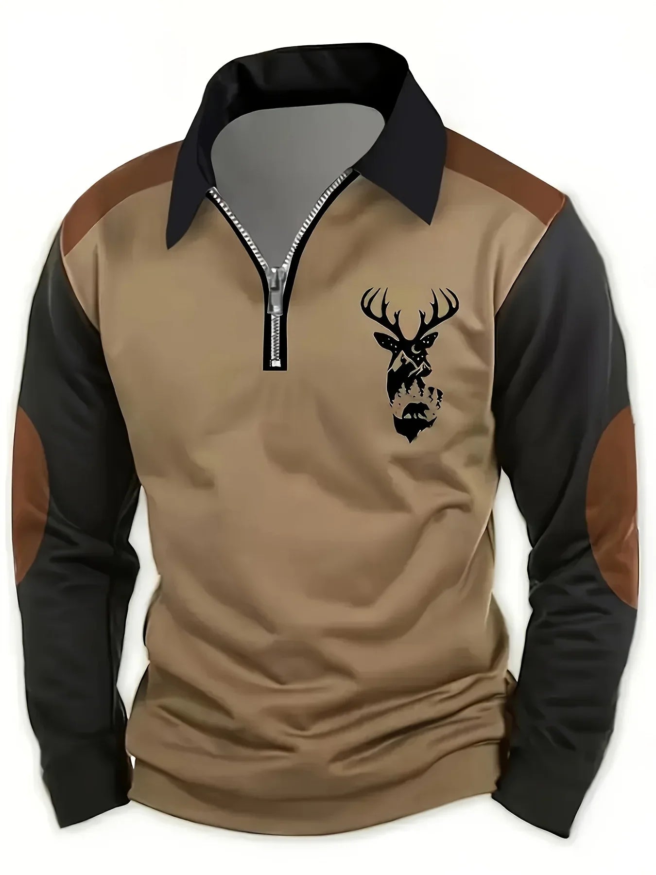 Rhys | Men's Colorblock Quarter Zip Pullover Gray Black Brown