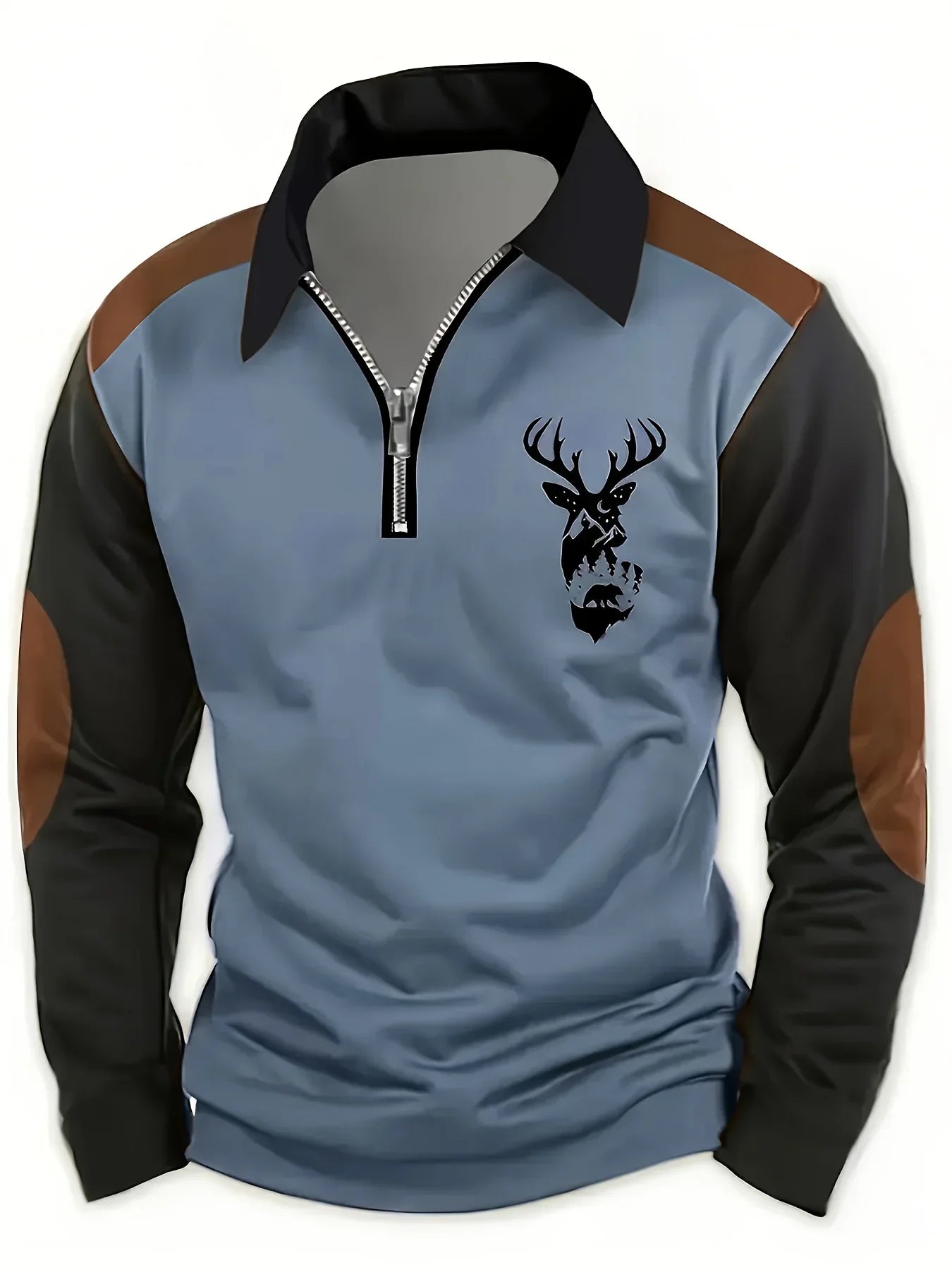 Rhys | Men's Colorblock Quarter Zip Pullover Gray Black Brown