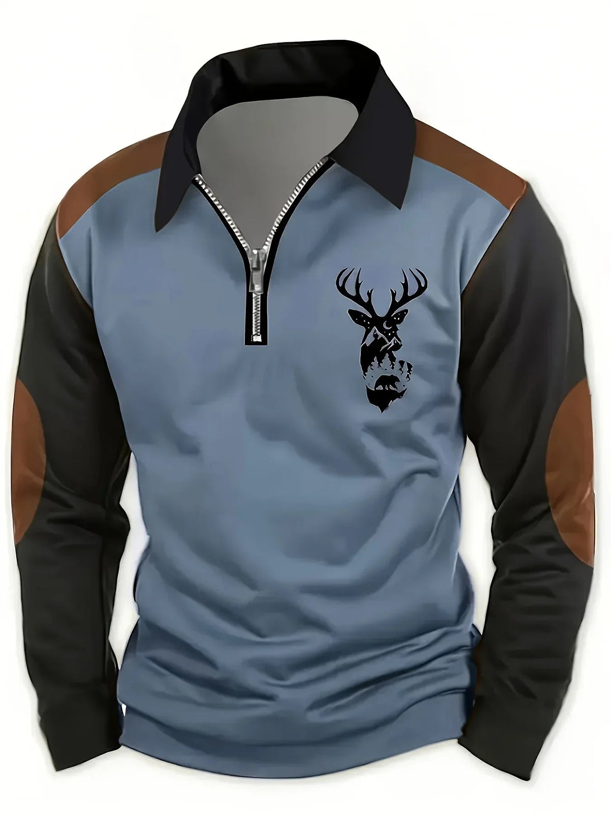 Dama Washington Rhys men's colorblock quarter zip pullover gray black brown - view 2