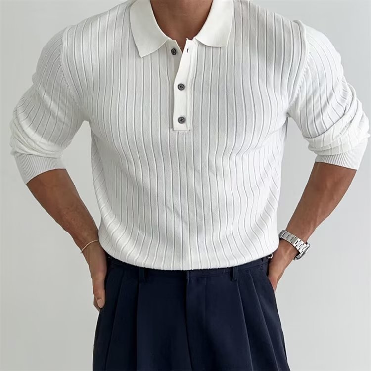 Dama Washington Crosby men's slim fit long sleeve polo shirt - front view