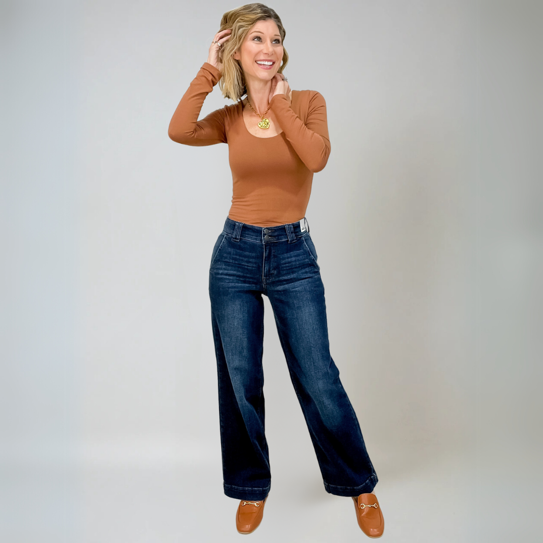 Maeve | Women's Wide Leg Jeans Dark Wash High Waisted