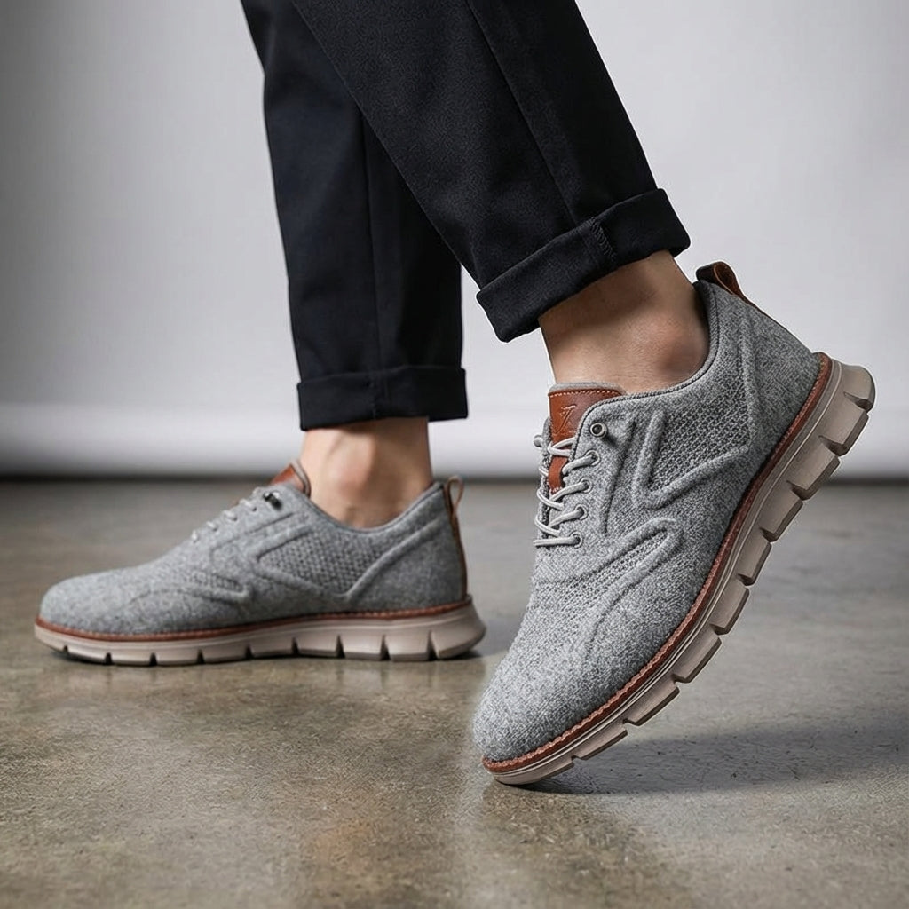 Axel | Men's Wool Lace Up Oxford Sneakers Gray Cream