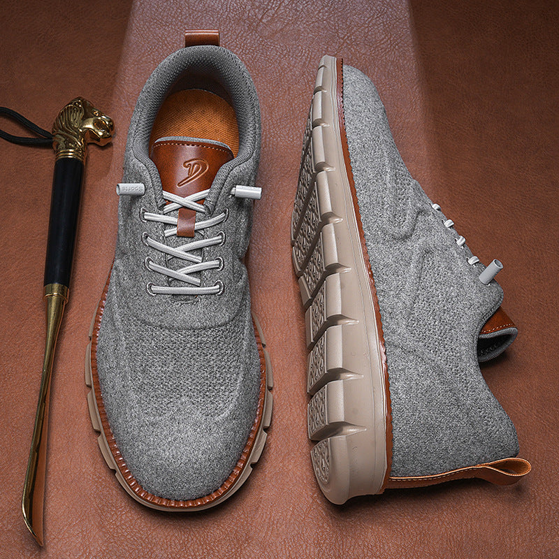 Axel | Men's Wool Lace Up Oxford Sneakers Gray Cream