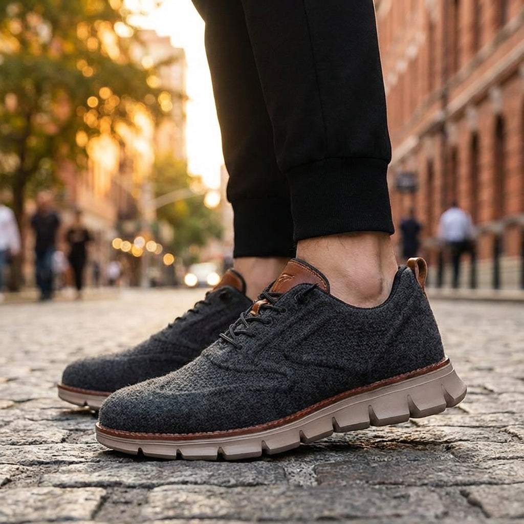Axel | Men's Wool Lace Up Oxford Sneakers Gray Cream