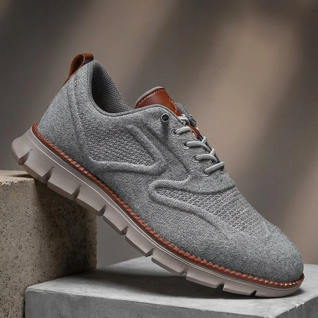 Axel | Men's Wool Lace Up Oxford Sneakers Gray Cream