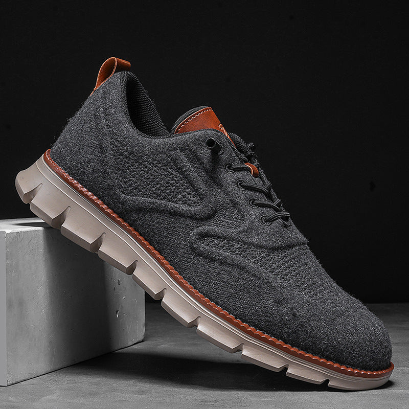 Axel | Men's Wool Lace Up Oxford Sneakers Gray Cream