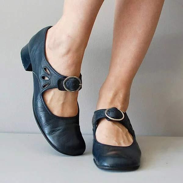 Nola | Women's Mary Jane Heels Cognac Buckle Strap