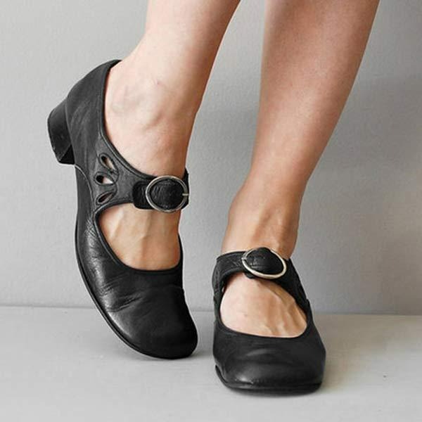 Nola | Women's Mary Jane Heels Cognac Buckle Strap