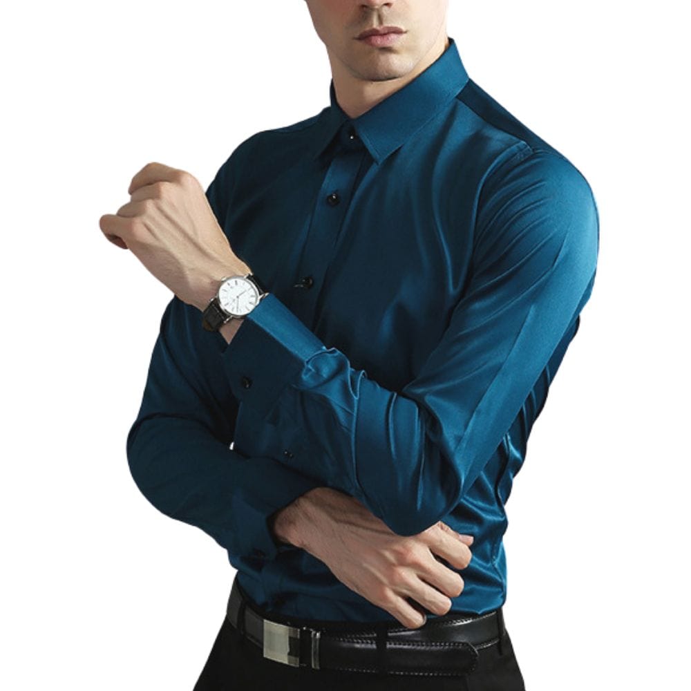 Trent | Men's Button Up Dress Shirt Black Long Sleeve