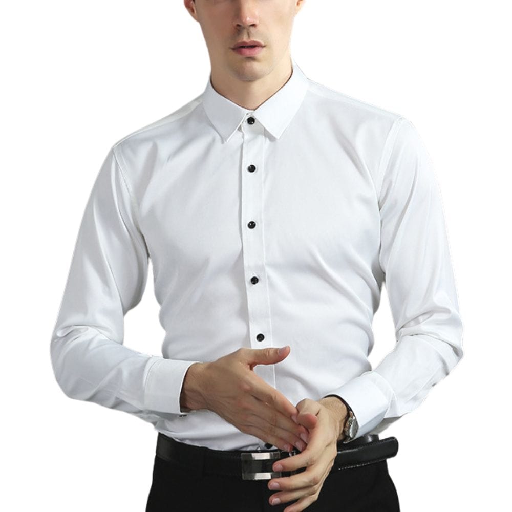 Trent | Men's Button Up Dress Shirt Black Long Sleeve
