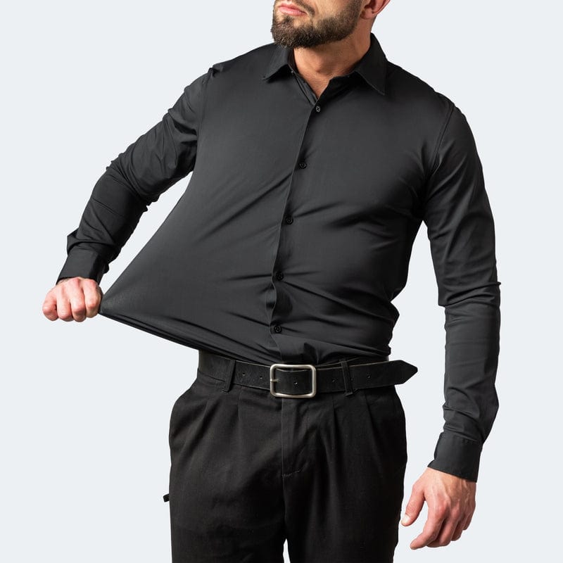 Trent | Men's Button Up Dress Shirt Black Long Sleeve