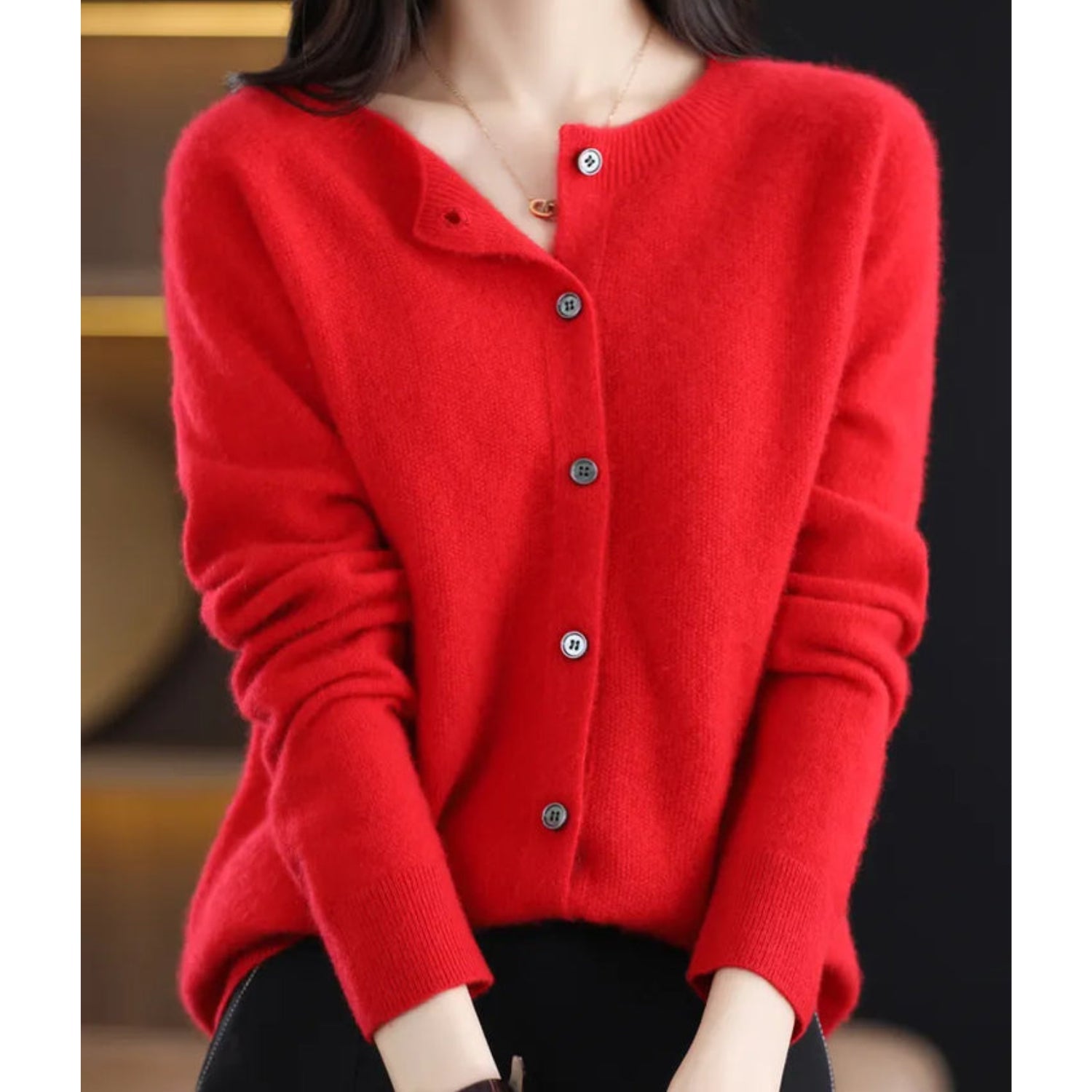 Nola | Women's Knit Cardigan Button Front Cream Long Sleeve