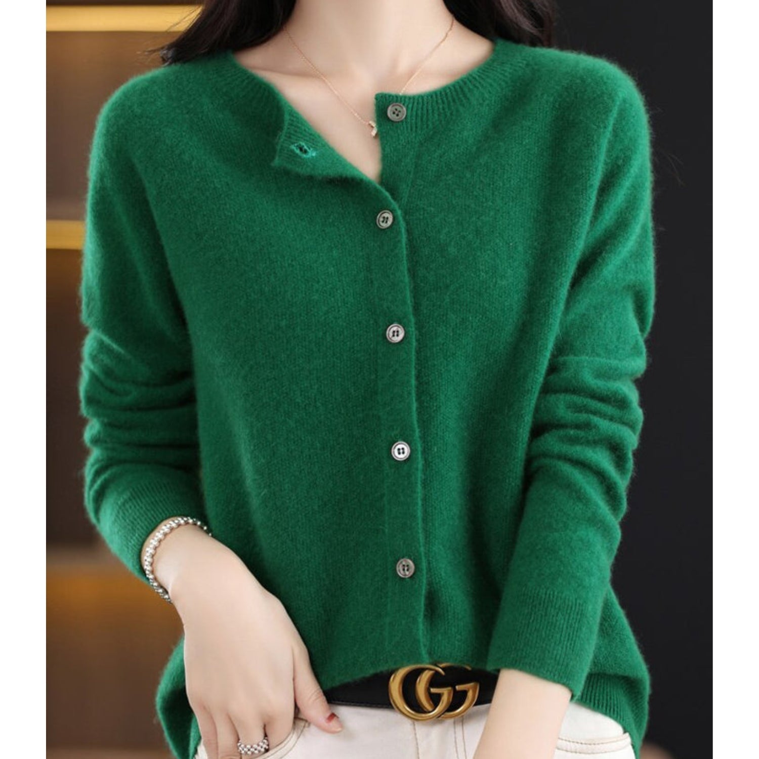 Nola | Women's Knit Cardigan Button Front Cream Long Sleeve