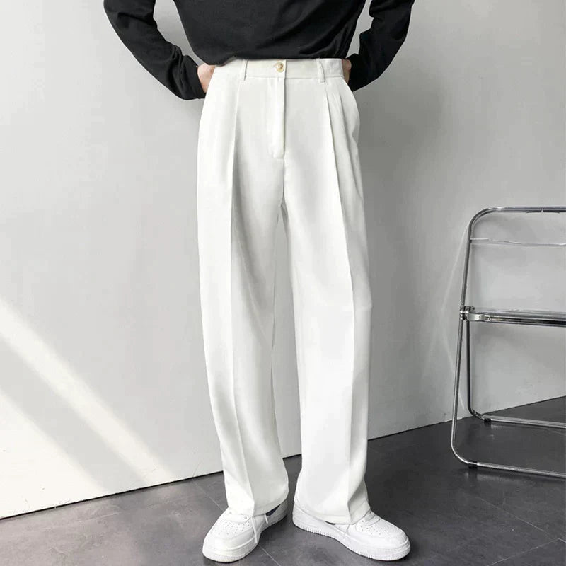 Axel | Men's Pleated Wide Leg Dress Pants Black