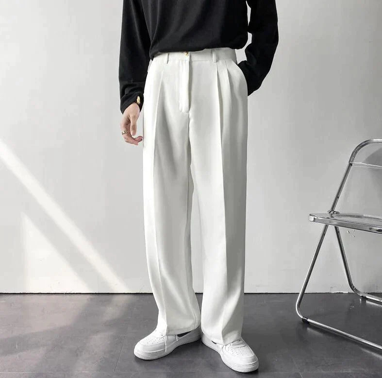 Axel | Men's Pleated Wide Leg Dress Pants Black