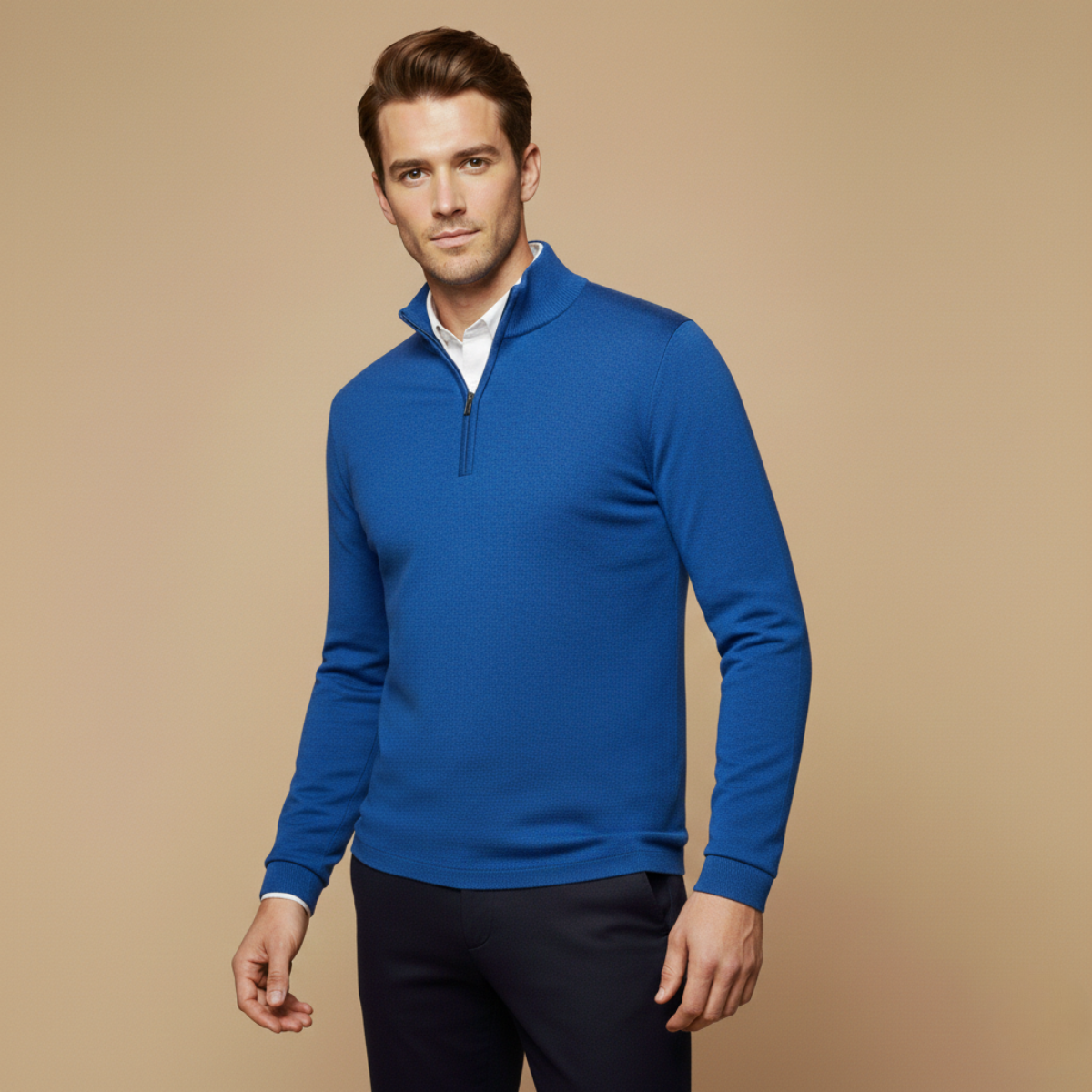 Voss | Men's Quarter Zip Sweater Burnt Orange