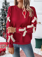 Dama Washington Almira women's bow sleeve crew neck sweater - front view