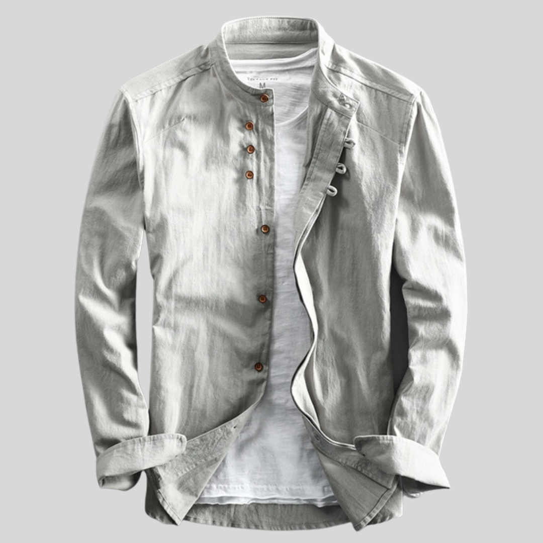 Ford | Men's Linen Shirt Cream Long Sleeve Button Up