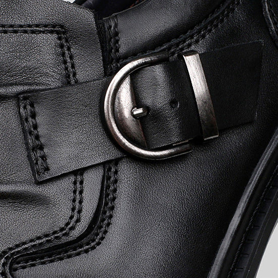 Axel | Men's Black Leather Oxford Shoes Buckle Detail